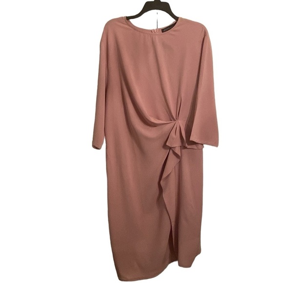 Zanzea Rose Pink 3/4 Sleeves Scoop Neck Shift Dress - Picture 1 of 6